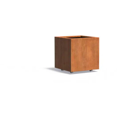 Adezz Pflanzgefäß Carrez mit Rollen aus Corten-Stahl Pflanzkübel Größe 60x60x60 cm