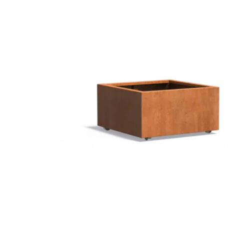 Adezz Pflanzgefäß Carrez mit Rollen aus Corten-Stahl Pflanzkübel Größe 80x80x40 cm