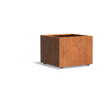 Adezz Pflanzgefäß Carrez mit Rollen aus Corten-Stahl Pflanzkübel Größe 80x80x60 cm
