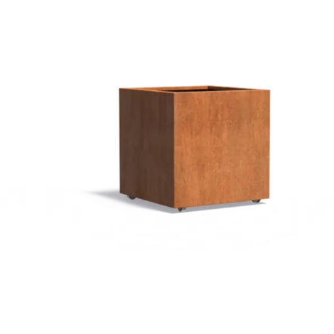 Adezz Pflanzgefäß Carrez mit Rollen aus Corten-Stahl Pflanzkübel Größe 80x80x80 cm