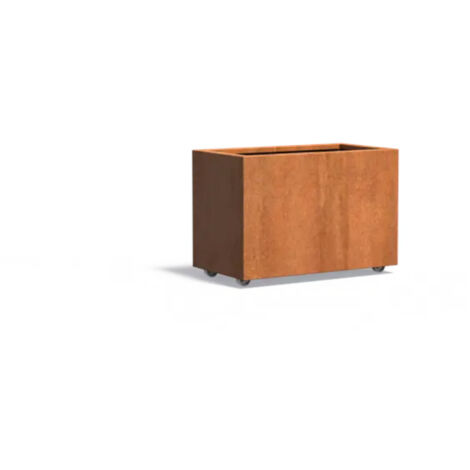 Adezz Pflanzgefäß Carrez mit Rollen aus Corten-Stahl Pflanzkübel Größe 90x50x60 cm