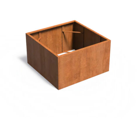 Adezz Pflanzgefäß Carrez ohne Boden aus Corten-Stahl Pflanzkübel Größe 140x140x80 cm