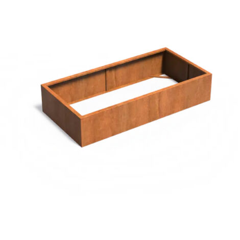Adezz Pflanzgefäß Carrez ohne Boden aus Corten-Stahl Pflanzkübel Größe 200x100x40 cm