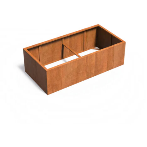 Adezz Pflanzgefäß Carrez ohne Boden aus Corten-Stahl Pflanzkübel Größe 200x100x60 cm