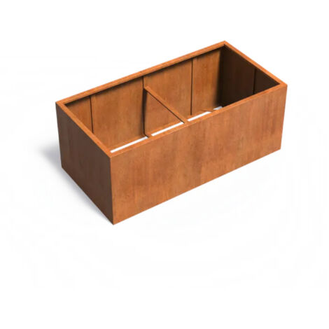 Adezz Pflanzgefäß Carrez ohne Boden aus Corten-Stahl Pflanzkübel Größe 200x100x80 cm