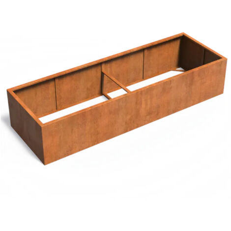 Adezz Pflanzgefäß Carrez ohne Boden aus Corten-Stahl Pflanzkübel Größe 300x100x60 cm