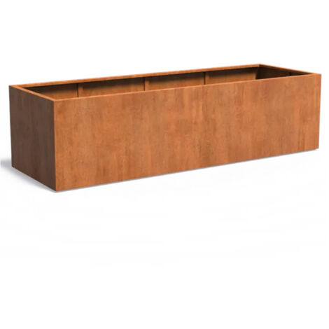 Adezz Pflanzgefäß Carrez ohne Boden aus Corten-Stahl Pflanzkübel Größe 300x100x80 cm