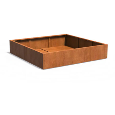 Adezz Pflanzgefäß Carrez Standard Quadrat aus Corten-Stahl Pflanzkübel Größe 200x200x40 cm