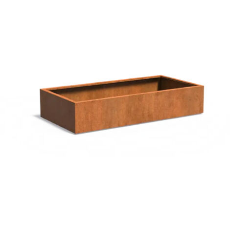 Adezz Pflanzgefäß Carrez Standard Rechteck aus Corten-Stahl Pflanzkübel Größe 200x100x40 cm