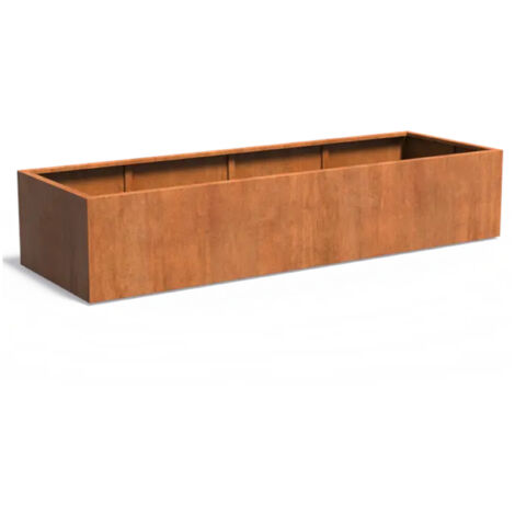 Adezz Pflanzgefäß Carrez Standard Rechteck aus Corten-Stahl Pflanzkübel Größe 300x100x60 cm