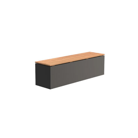 Adezz Sitzbank Sockel mit Sitz Aluminium RAL7021 grau Hartholz Gartenbank Sitzfläche 150x40x43 cm