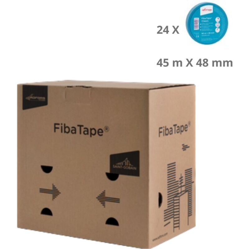 FibaTape® Classic - lot de 24 bandes à joint autocollantes pour plaque de plâtre 48 mm x 45 m - Adfors