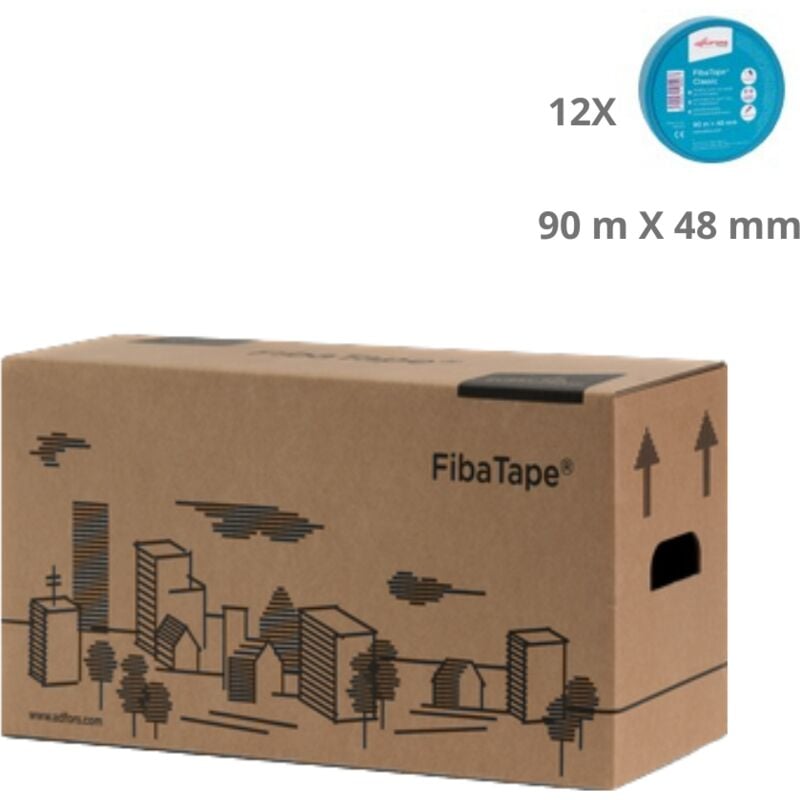 FibaTape® Classic - lot de 12 bandes à joint autocollantes pour plaque de plâtre 48 mm x 90 m - Adfors