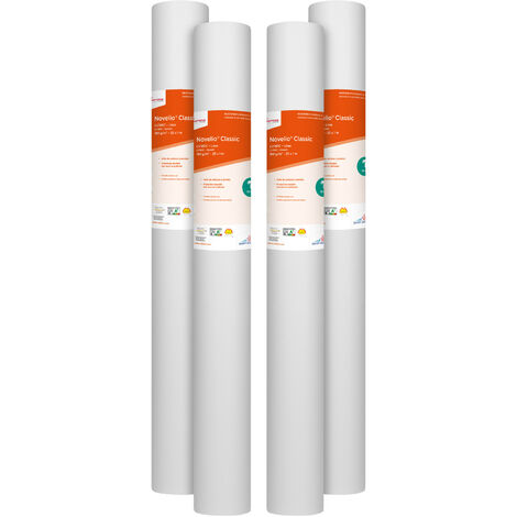 Adfors – Lot de 4 rouleaux de toile de rénovation cellulose lisse prépeinte 180 g/m² – Dimensions 25 m x 1 m – Résistante aux chocs et perméable à la vapeur