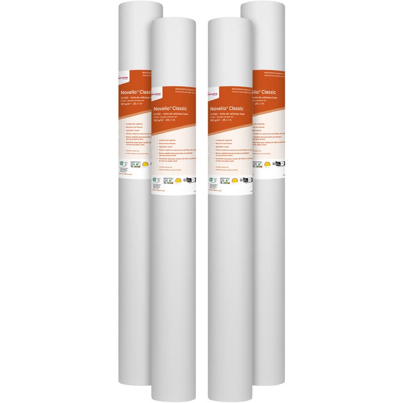 Lot de 4 rouleaux - voile de rénovation cellulose lisse 150 g/m² L.25 x l.1 m - ADFORS Novelio® Classic
