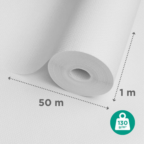 Adfors – Toile de verre prépeinte 126 g/m² – Rouleau 50 m x 1 m – Pour murs et plafonds – Prévention fissures et micro-fissures