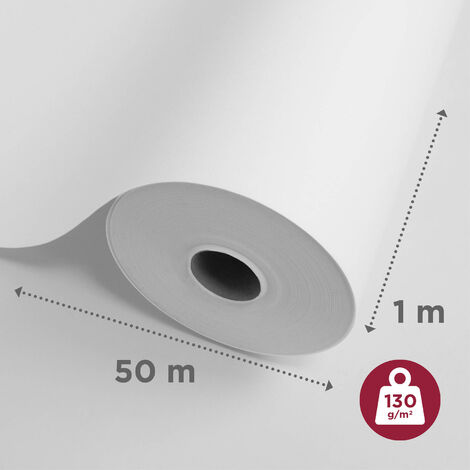 Adfors – Voile de verre lisse prépeint 130g/m² – Dimensions 50m x 1m – Résistant aux chocs et à l'humidité – Classe A+ COV faible