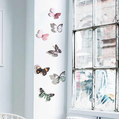 Pendaison Creative amovible bricolage fleurs colorées vigne papillon volant  Wall stickers imperméable DIY oiseau volant mur canapé décoration chambre  salon mur Art Déco