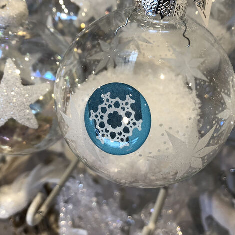 Adhésif 3D Flocon de Neige, 10 pastilles 2,5 cm X 2,5 cm, décoration murale Noël, x10, Bleu et Blanc, Déco Murale pour Noël, Autocollant 3D x10