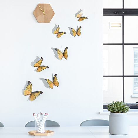 EXIU 12pcs 3D Papillon Autocollants de Mur Papillons DIY Art Chambre  Ornement Papier