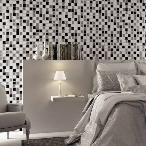 Adhésif carrelage et crédences de MadeInNature®, rafraichit facilement et rapidement vos murs - Faience Blanc - Lot de 10 unités, 0.76 m².