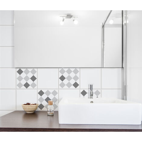 Adhésif Carrelage Sol Scacchiera 20x20cm x4 - Idéal pour Homestaging et Décoration Intérieure