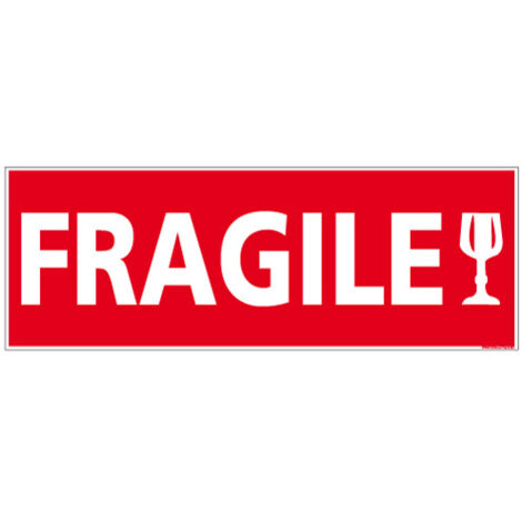 Adhésif de conditionnement FRAGILE – Étiquette de signalisation – 350 x 125 mm
