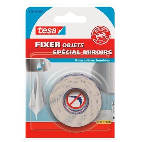 Adhésif de fixation objets spécial miroirs 1,5m x 19mm