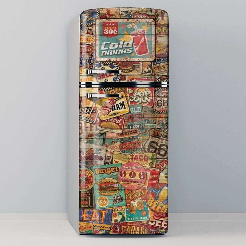 Adhésif décoratif en vinyle pour réfrigérateur, spécial sans bulles, boissons - 60x200