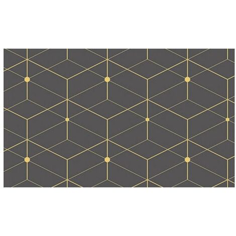 Adhésif décoratif géométrique anthracite et or 45cm x 1,5m – Pour projets de décoration intérieure – Feuille adhésive – Access Deco - 45cmx1