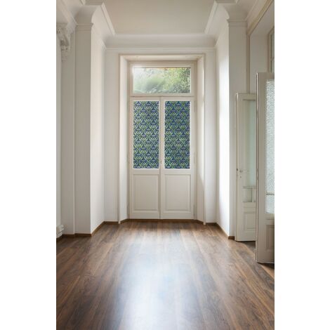 Adhésif décoratif pour vitre Fleurs d'Iris 200 x 45cm Bleu - Bleu