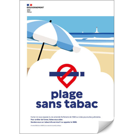 Adhésif Espace Sans Tabac Plage A5 - 4002651