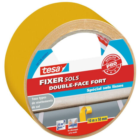 Adhésif fixation sols double face fort, 10m x 50 mm