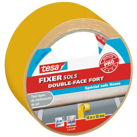 Adhésif fixation sols double face fort, 10m x 50 mm