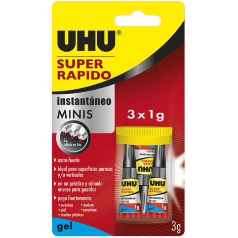 Adhésif instantané ultra rapide UHU - Minis Gel Box 3x1g 36527