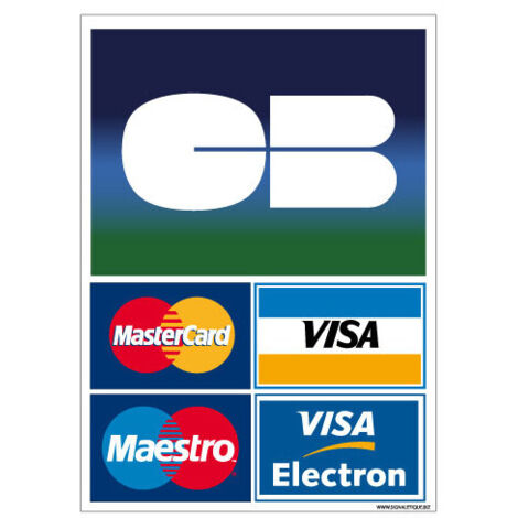 Adhésif Paiement Carte Bancaire – Autocollant CB Visa Mastercard Sans Contact – Sticker commerce 150x210 mm (G1426)