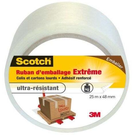 Adhésif Scotch Emballage Une Face Multiusage L.25 M X L.48 Mm, Transparent