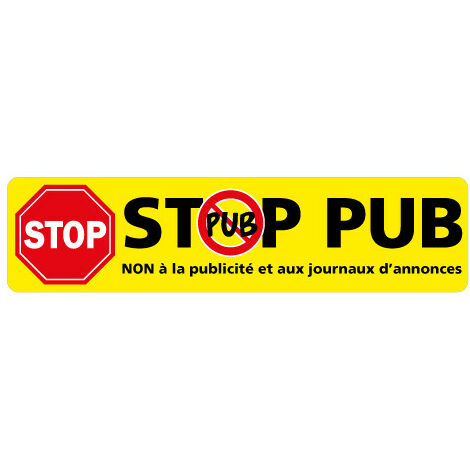 ADHESIF STOP PUB - NON A LA PUBLICITE ET AUX JOURNAUX D'ANNONCES (G1525)