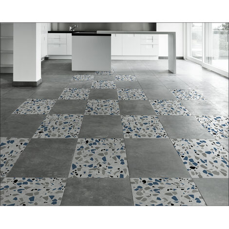 Adhésif Terrazzo 30 cm X 30 cm, x2 pour carrelage sol, homestaging, revêtement mural, décoration intérieure.