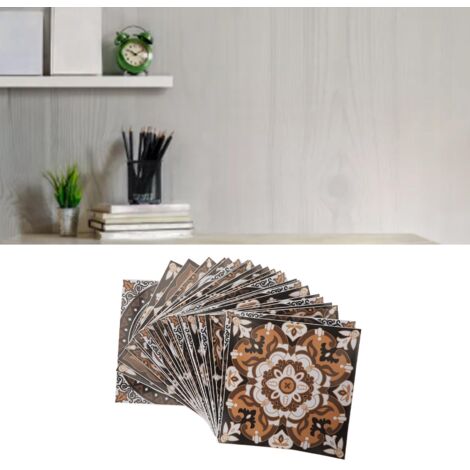 Adhésifs pour Mur Autocollants Imperméables Résistants à l'Oil Vintage, 24 Pièces 15x15cm, HZ035 pour Cuisine & Salle de Bain PVC