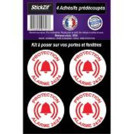 ADHESIFS PRE DECOUPES PROTECTION ALARME 24/24 X4 Ø 4 CM