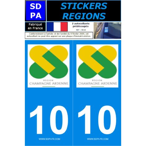 ADHESIFS REGION DEPARTEMENT 10 GRAND EST X2