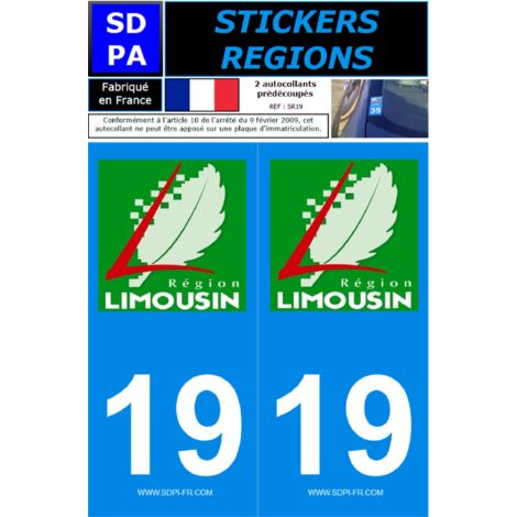 ADHESIFS REGION DEPARTEMENT 19 NOUVELLE AQUITAINE X2