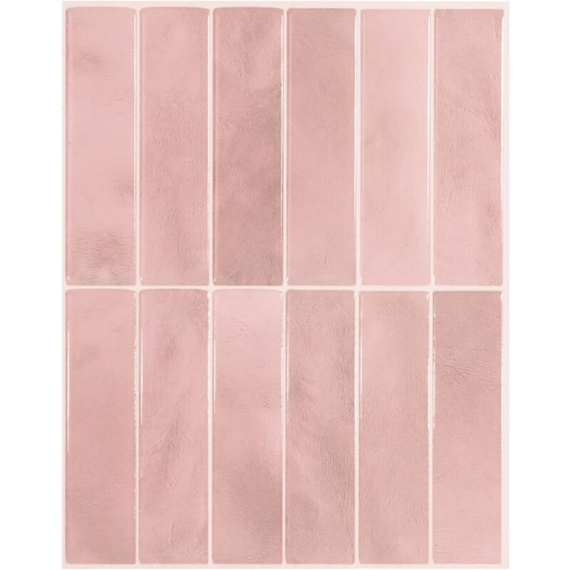 Adhesive backsplash for kitchen and bathroom, wall tile sticker, pink self-adhesive tiles, pack of 5 sheets, 29 x 22.86 cm