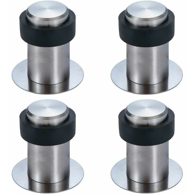 Hoopzi - Adhesive Floor Doorstop 6cm Stainless Steel Door Stopper Doorstop (Set of 4) -6cm