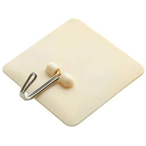 Adhesive Hook Facile à Installer sans Percer - Fixation Solide Carrée 6cm pour Cuisine Salle de Bain - Lot Organisation Maison Beige