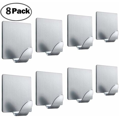 Heavy Duty Adhesive Hooks Wall Hangers Waterproof Stainless Steel Towel  Hooks for Hanging Kitchen Bathroom Home Stick on Wall (Round Base)-4 Packs