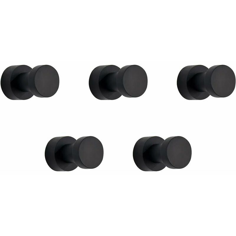 Hoopzi - Adhesive Hooks Heavy Duty Wall Hooks, Wall Hanger Towel Hooks for Bathroom Kitchen Door Closet Cabinet Brass - 5Packs (Black)
