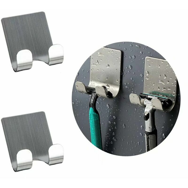 Adhesive Hook,Stainless Steel Picture Adhesive Hook,Waterproof Bathroom Wall Hook Ceiling Adhesive Hook for Bathroom 2pcs