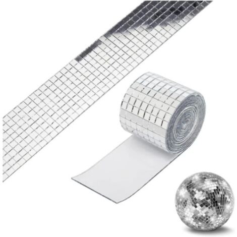 CHOYCLIT Adhesive Mosaic Tiles Square Mirror, DIY Silver, Self-adhesive Mosaic Tiles Mirrors, For Crafts, Adhesive Mirror Mosaic, Decorate Bathrooms and Kitchens, Silver, 1m